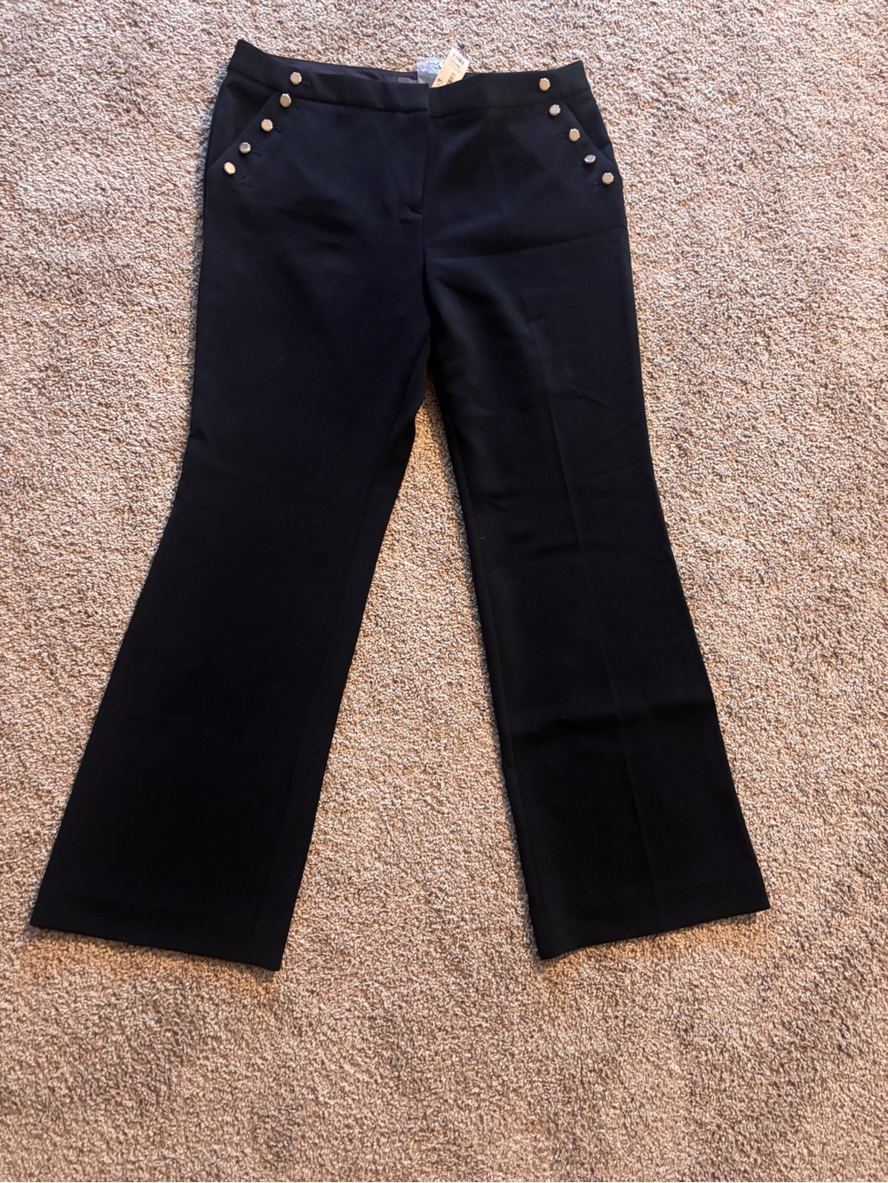 NWT The Limited Black Boot-Cut Pants with Gold Button Accents - size 14
